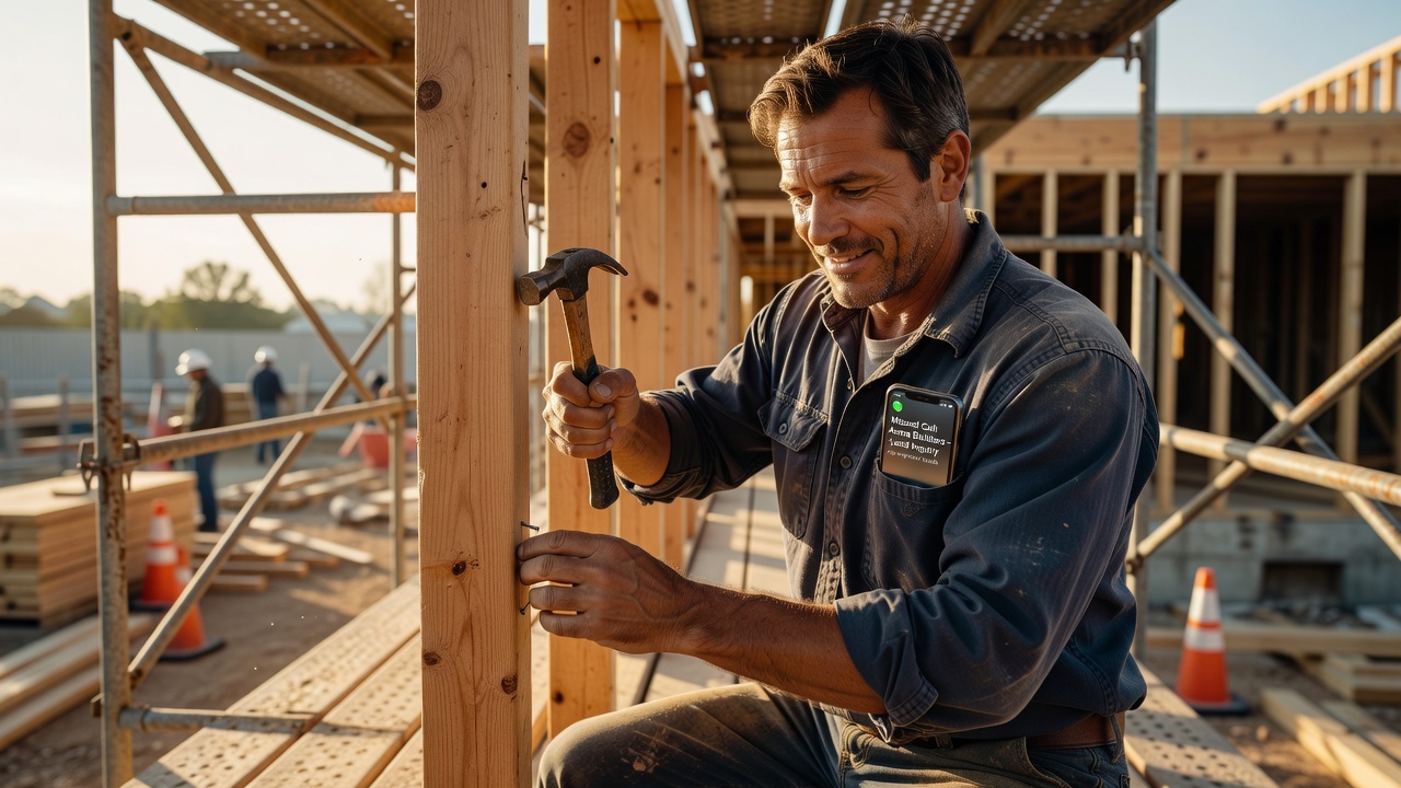 Contractor on scaffolding