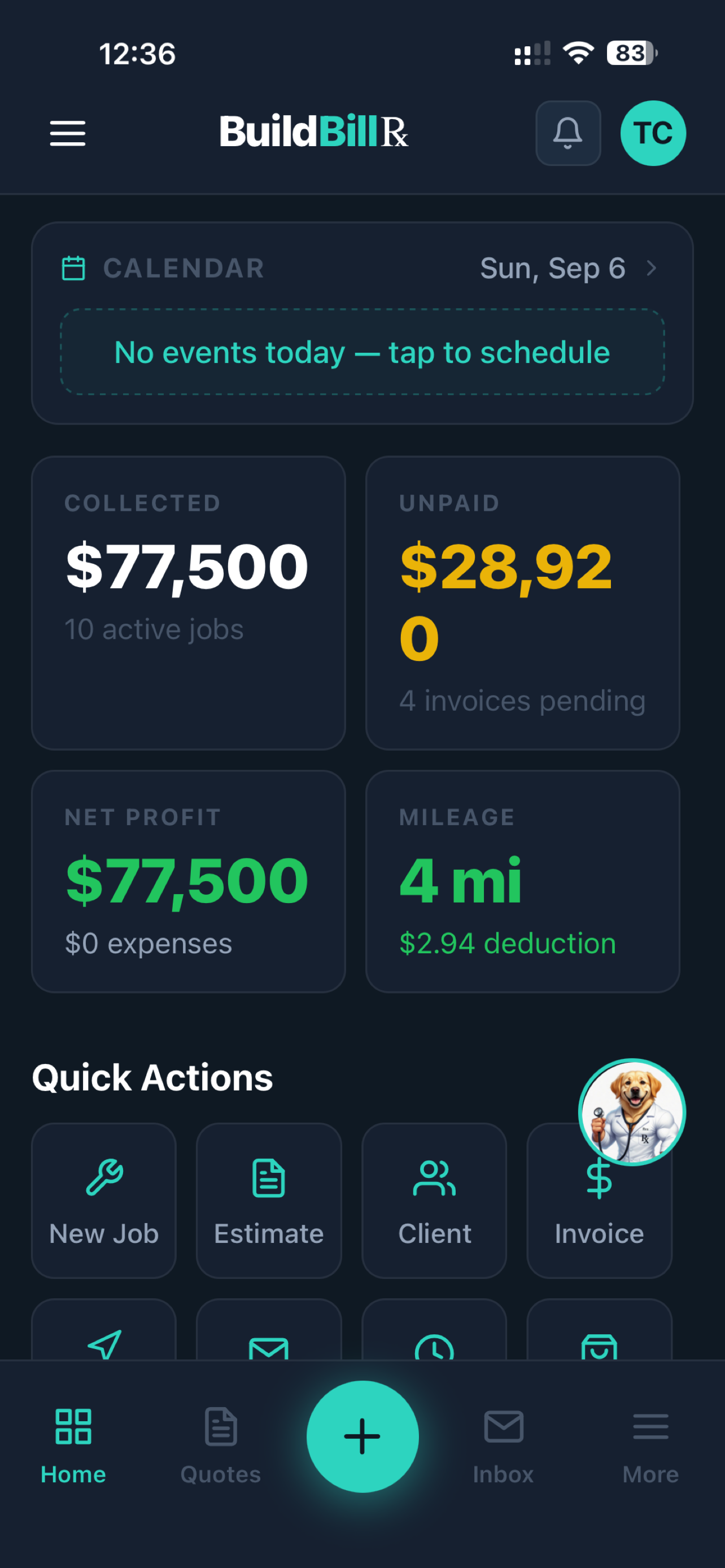 BuildBillRX dashboard